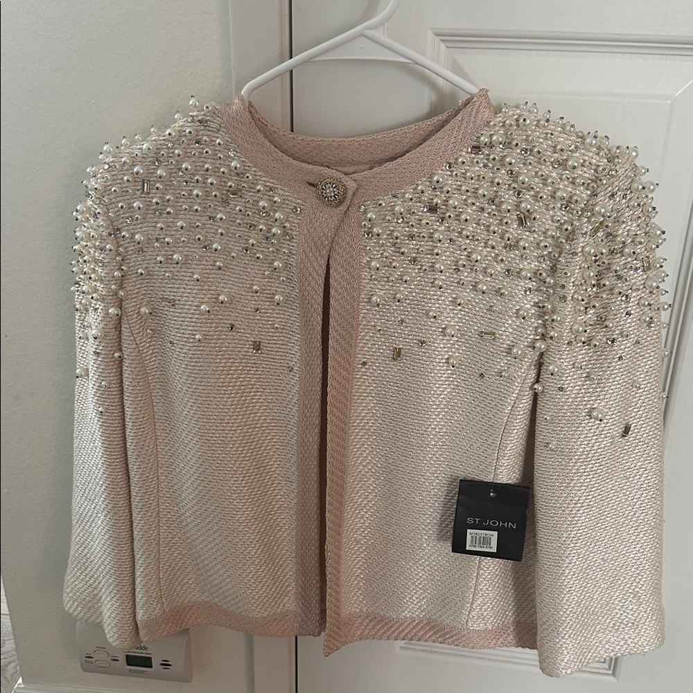 St. John Collection Couture Blush Pink Embellished Blazer